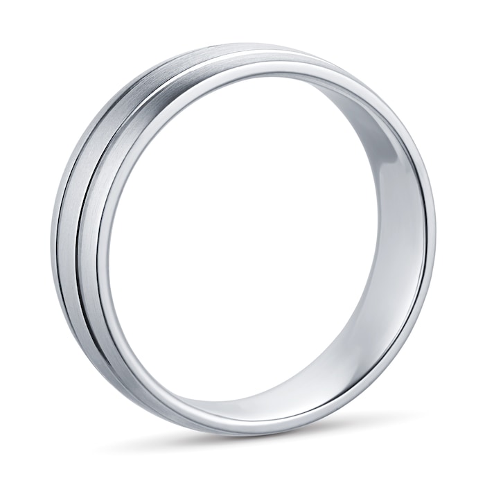 Goldsmiths Palladium 500 6mm Fancy Gents Ring - Ring Size Q