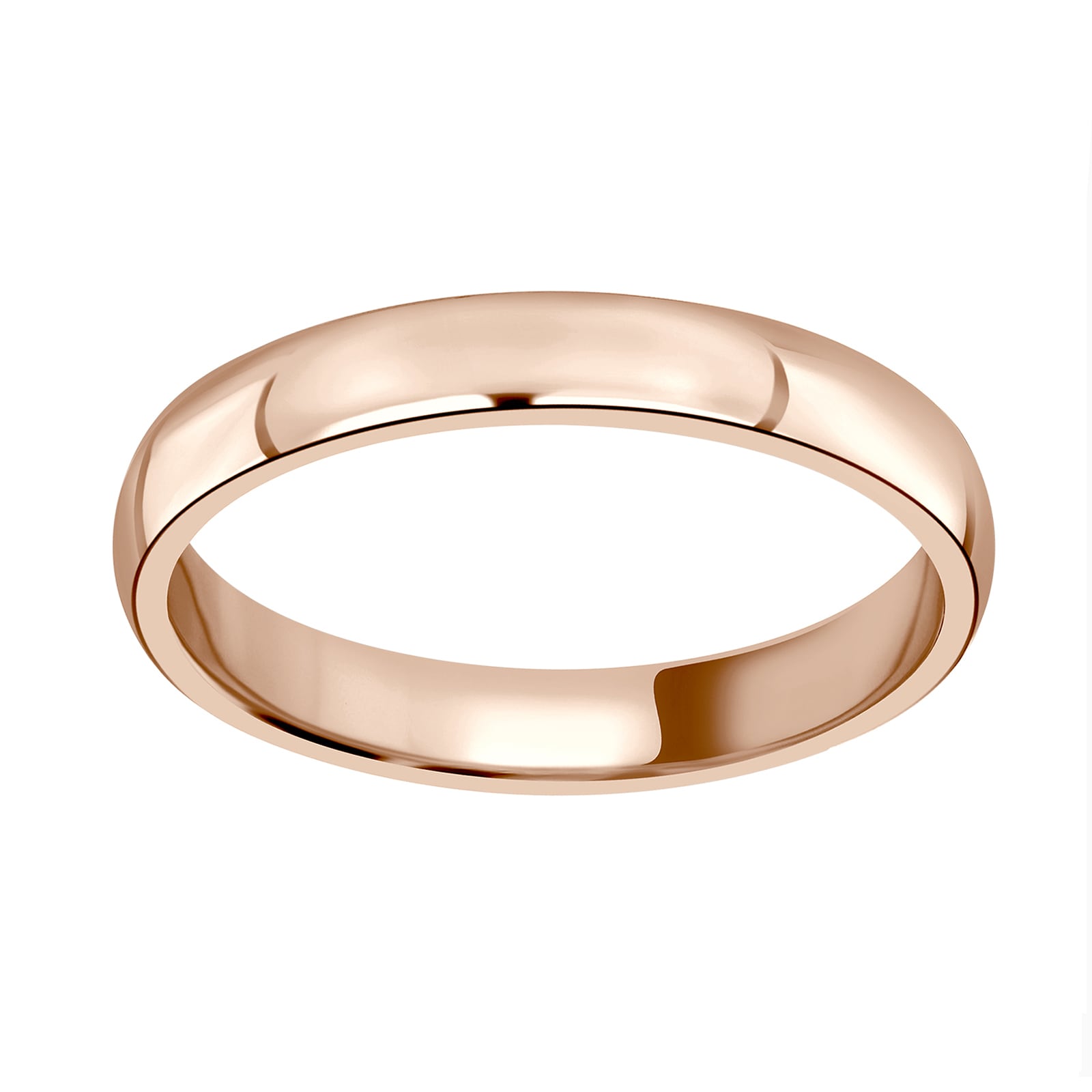 18ct Rose Gold 3mm Standard Court Wedding Ring - Ring Size L