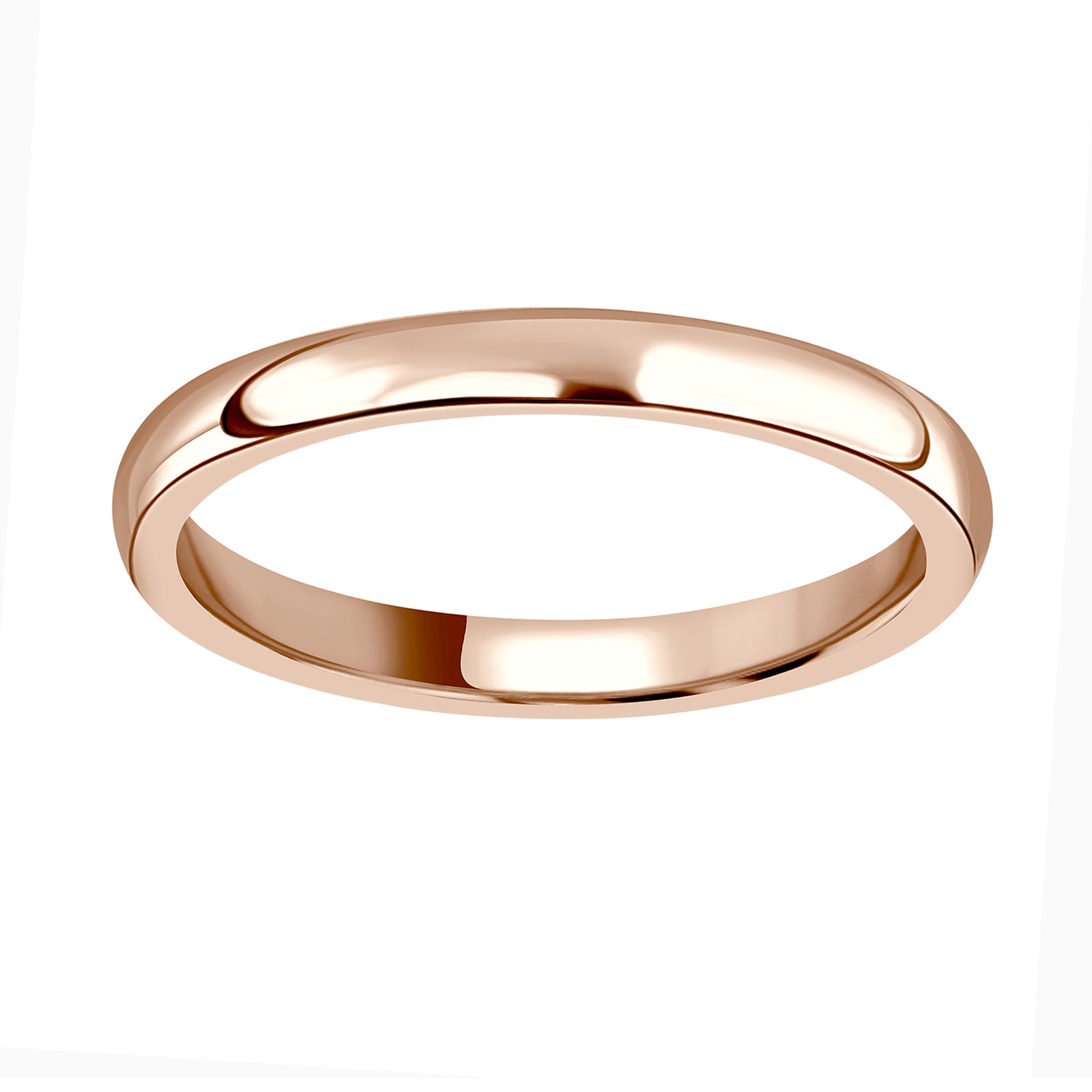 18ct Rose Gold 2mm Heavy Court Wedding Ring - Ring Size H