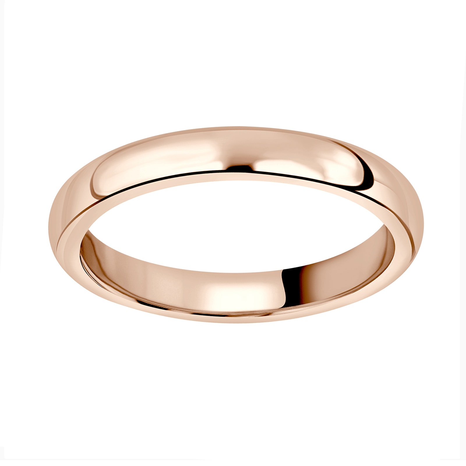 18ct Rose Gold 3mm Luxury Court Wedding Ring - Ring Size H