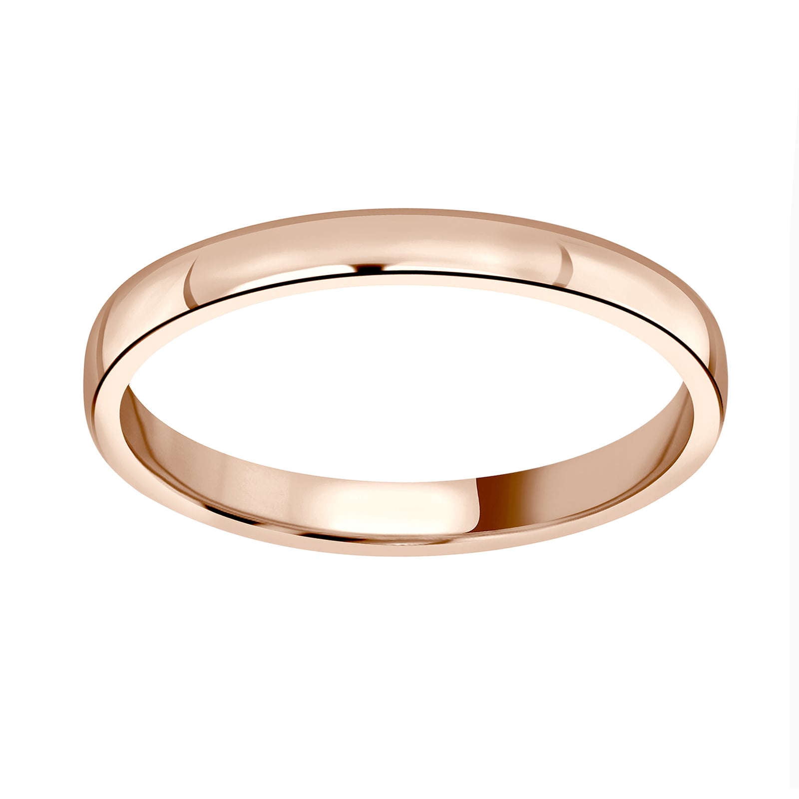 18ct Rose Gold 2mm Standard Domed Court Wedding Ring - Ring Size N