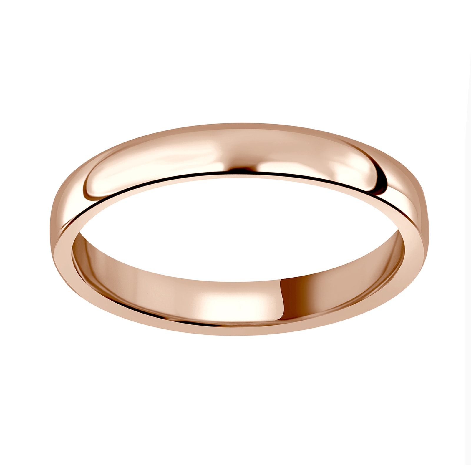 18ct Rose Gold 2.5mm Standard Domed Court Wedding Ring - Ring Size H