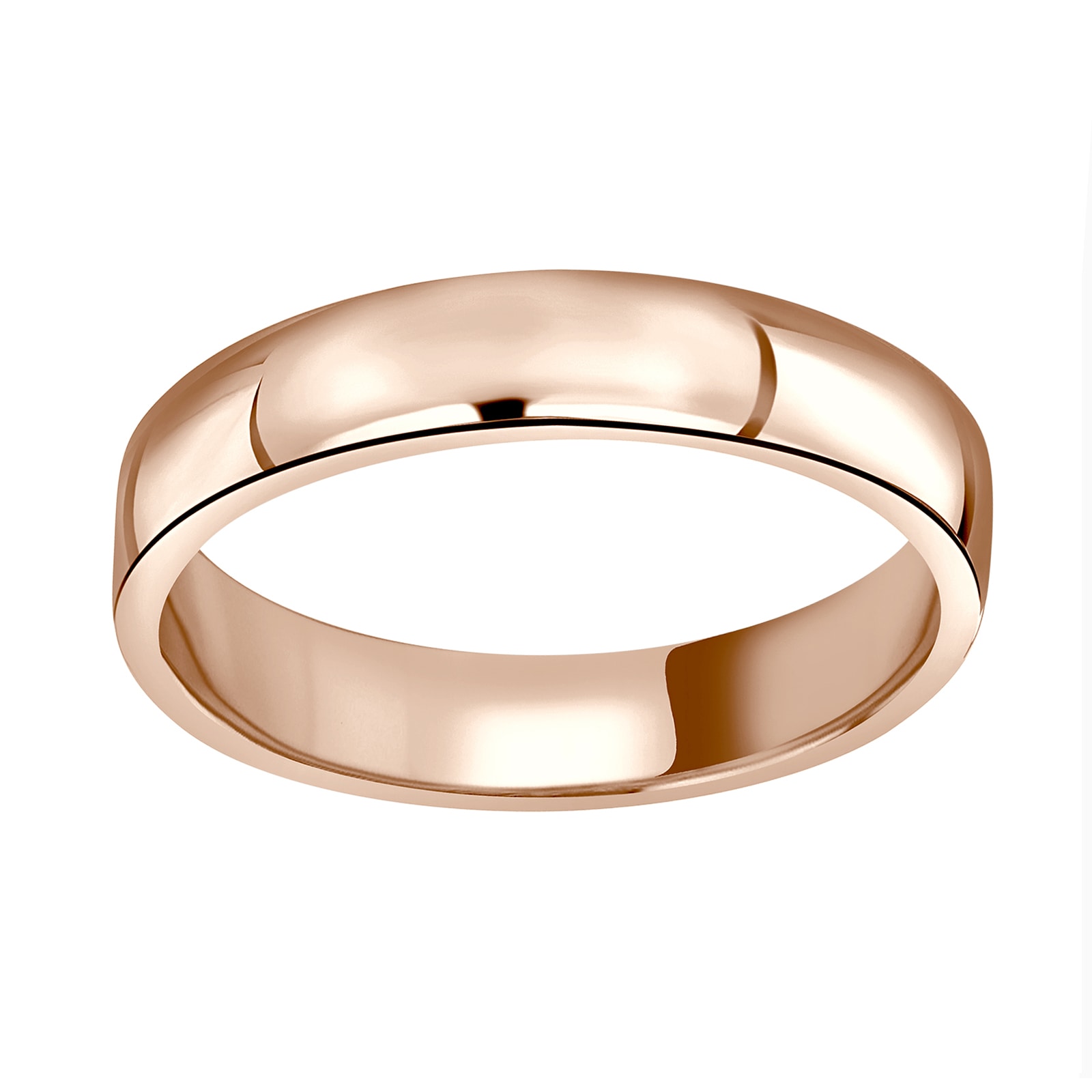 18ct Rose Gold 4mm Standard Domed Court Wedding Ring - Ring Size K