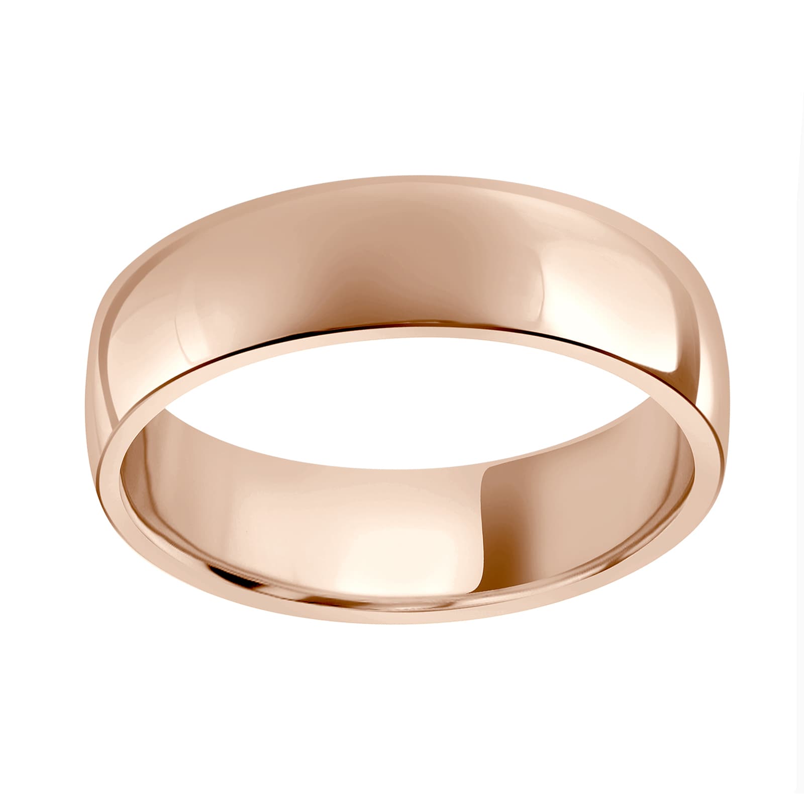 18ct Rose Gold 6mm Standard Domed Court Wedding Ring - Ring Size N