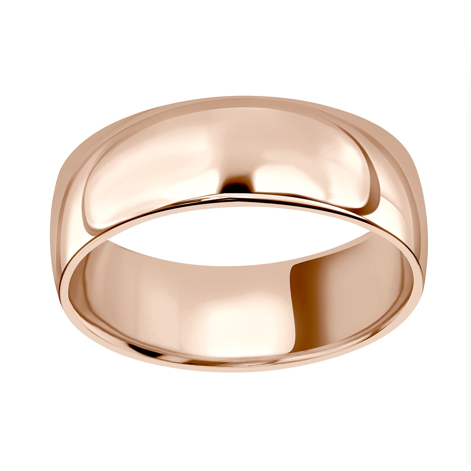 18ct Rose Gold 7mm Standard Domed Court Wedding Ring - Ring Size U