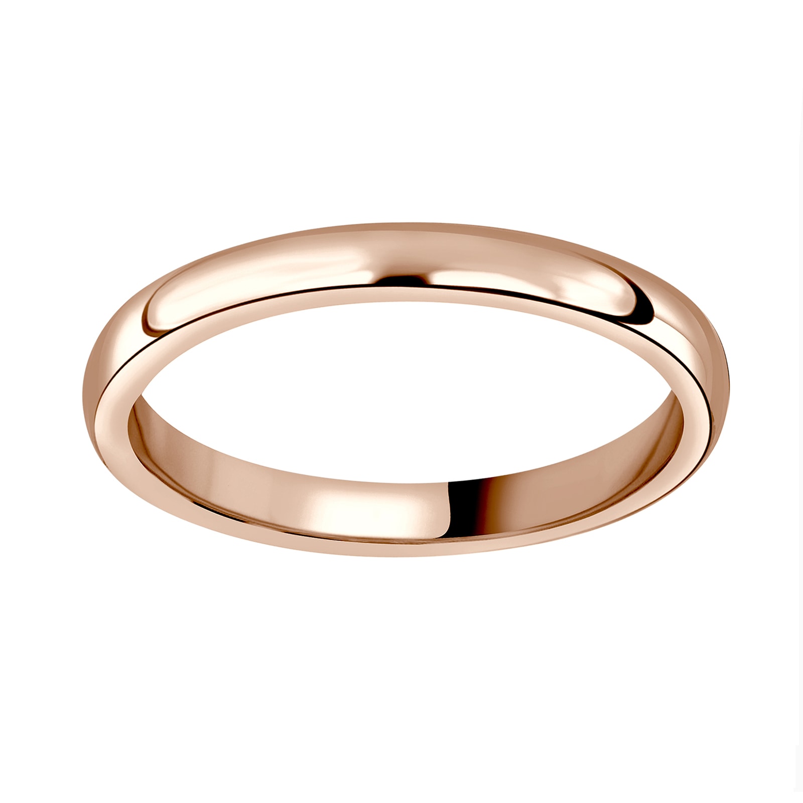 18ct Rose Gold 2mm Luxury D-shape Court Wedding Ring - Ring Size G