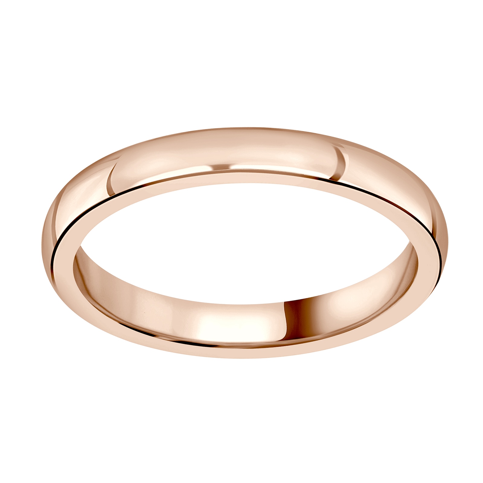 18ct Rose Gold 2.5mm Luxury D-shape Court Wedding Ring - Ring Size O