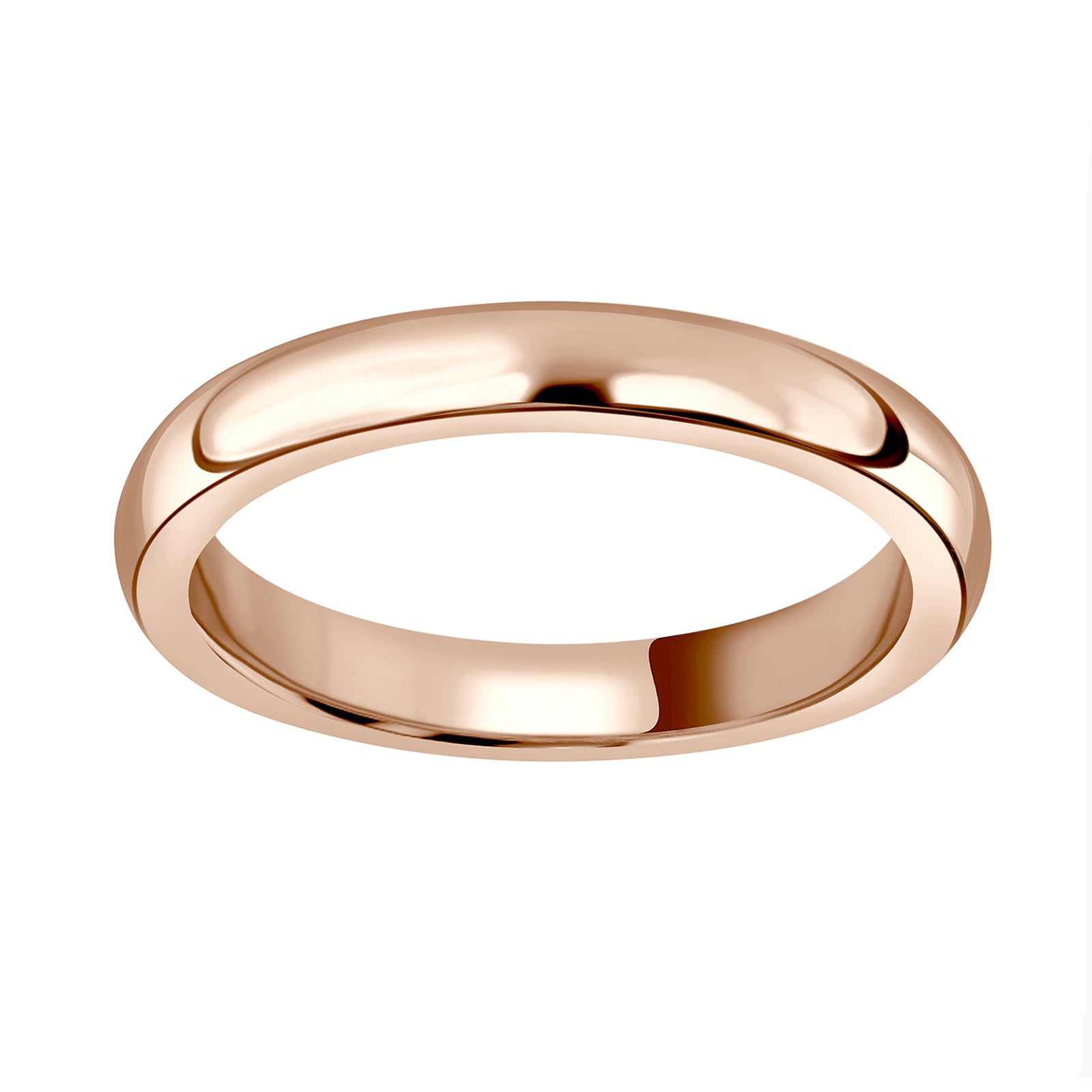 18ct Rose Gold 3mm Luxury D-shape Court Wedding Ring - Ring Size O