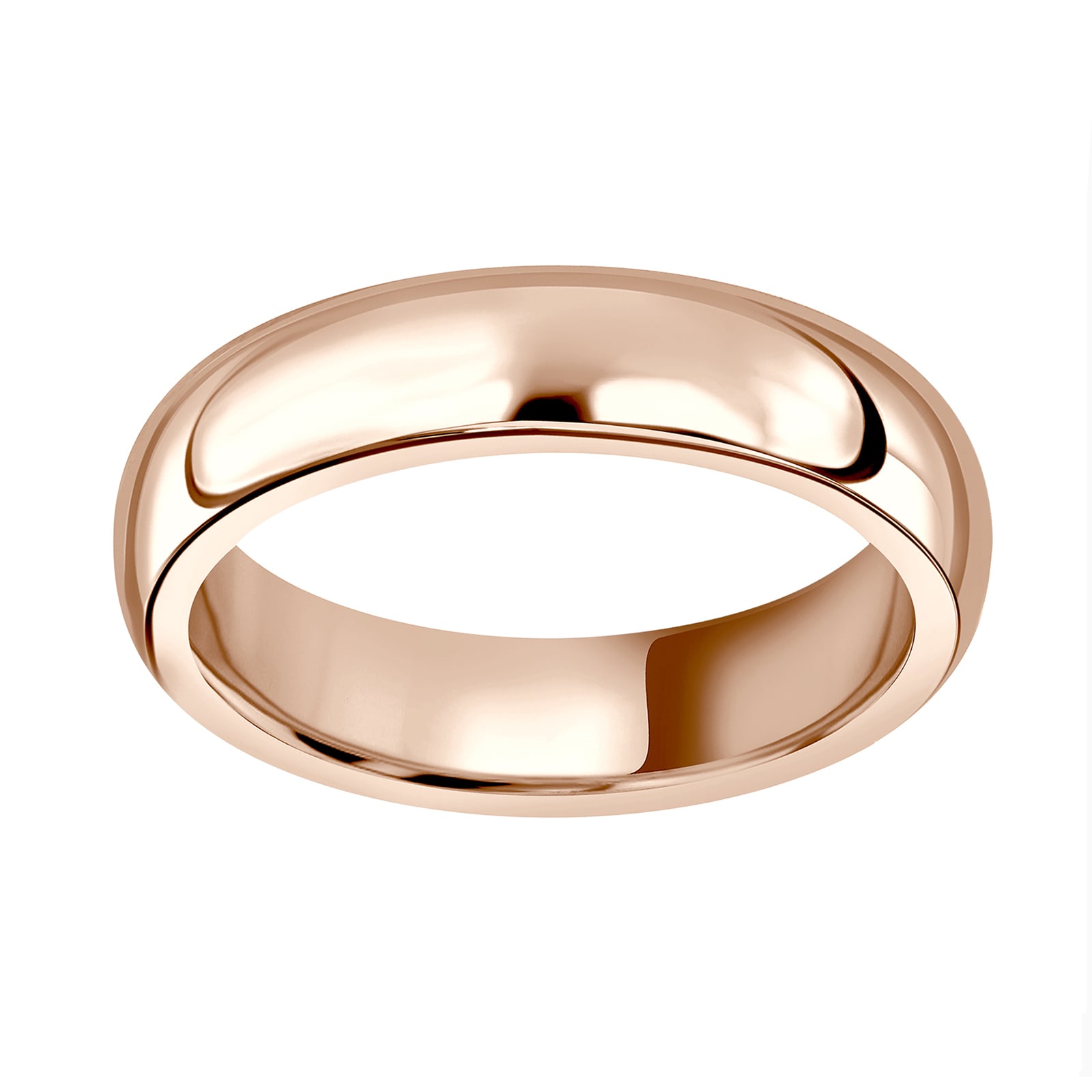 18ct Rose Gold 5mm Luxury D-shape Court Wedding Ring - Ring Size O