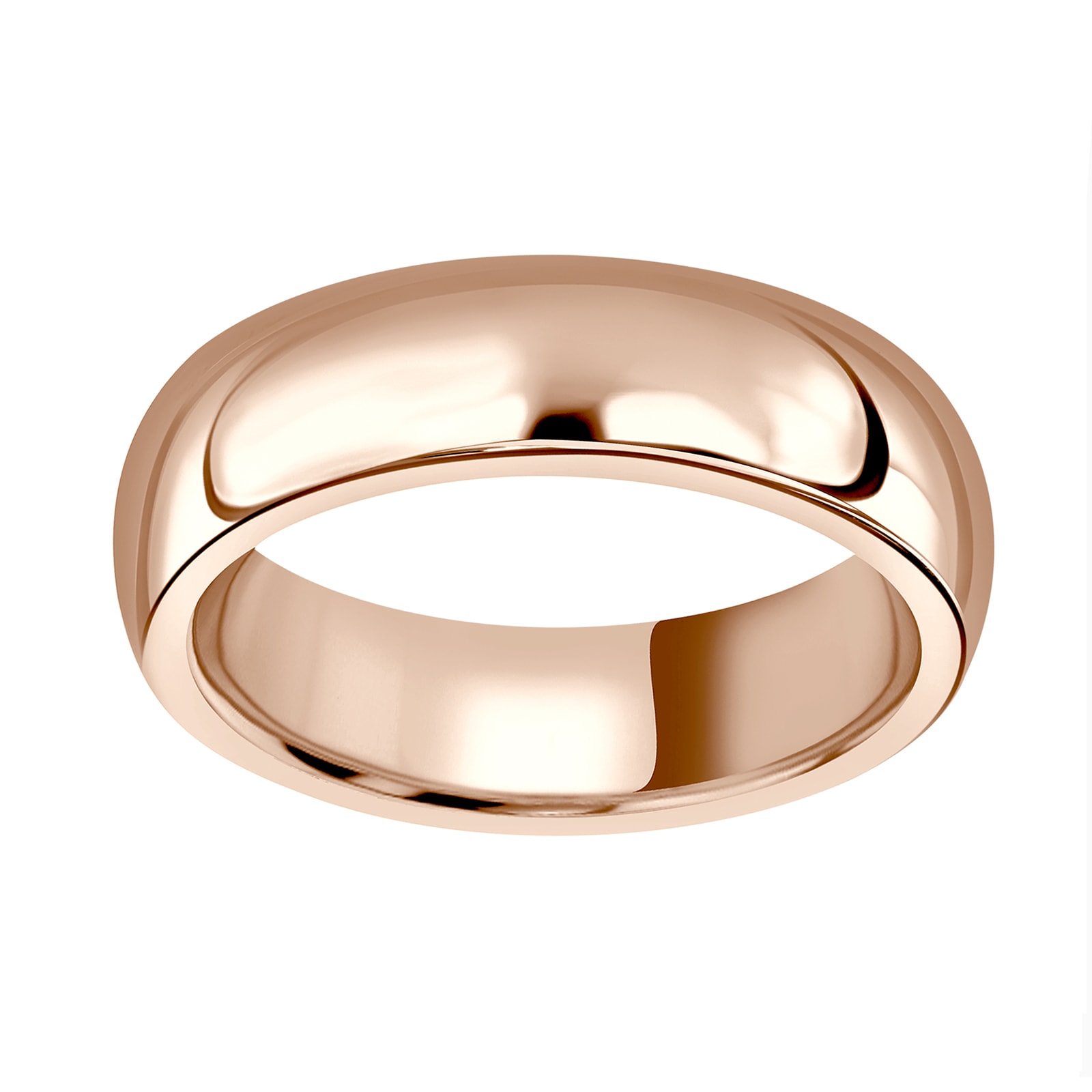 18ct Rose Gold 6mm Luxury D-shape Court Wedding Ring - Ring Size G