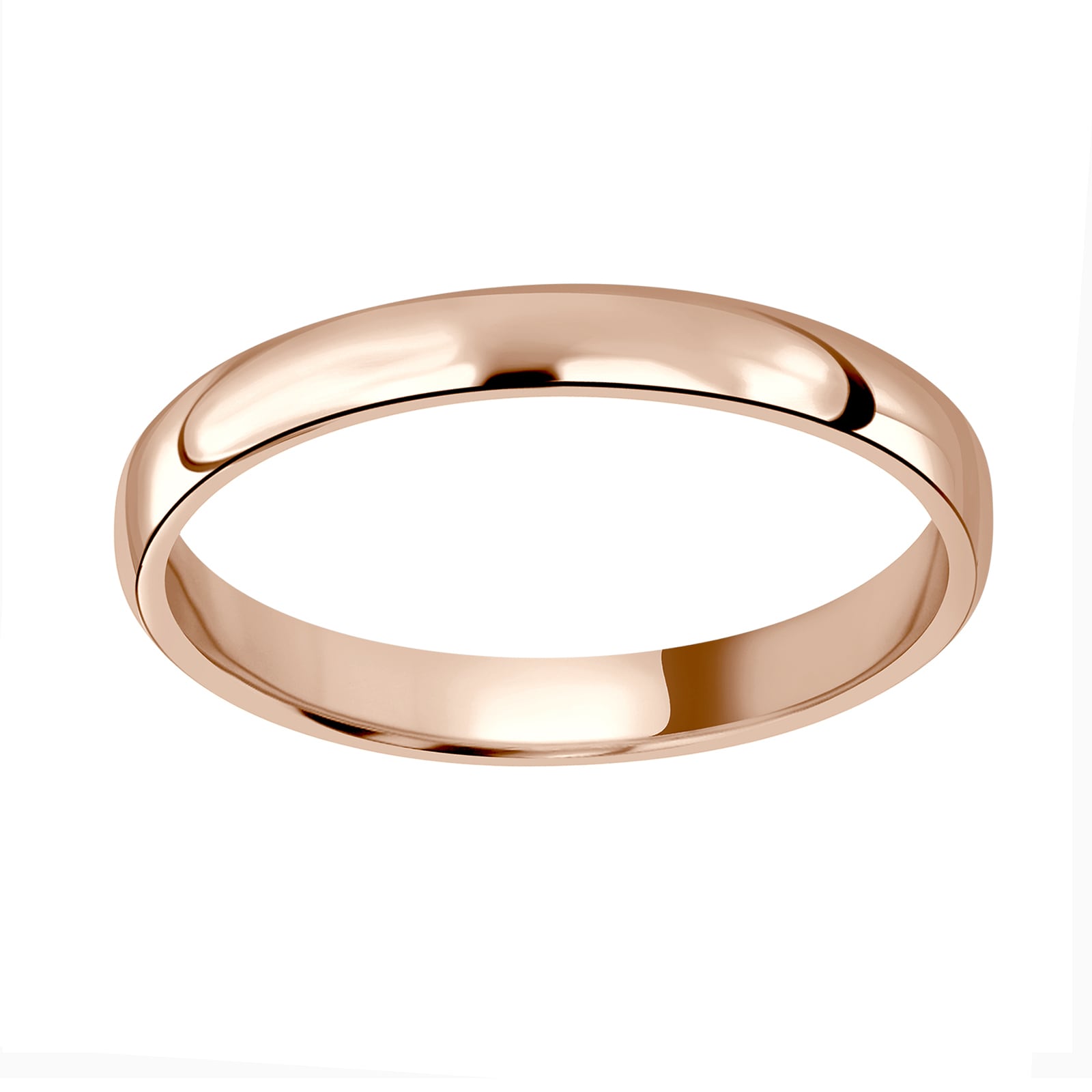 18ct Rose Gold 2.5mm Standard Modern Court Wedding Ring - Ring Size M