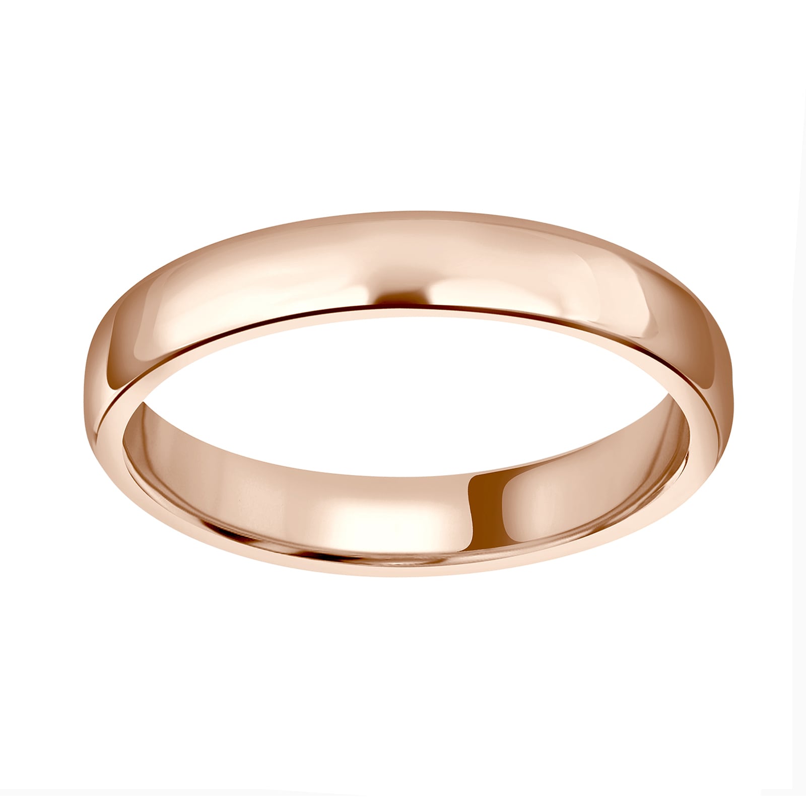 18ct Rose Gold 3mm Standard Modern Court Wedding Ring - Ring Size O