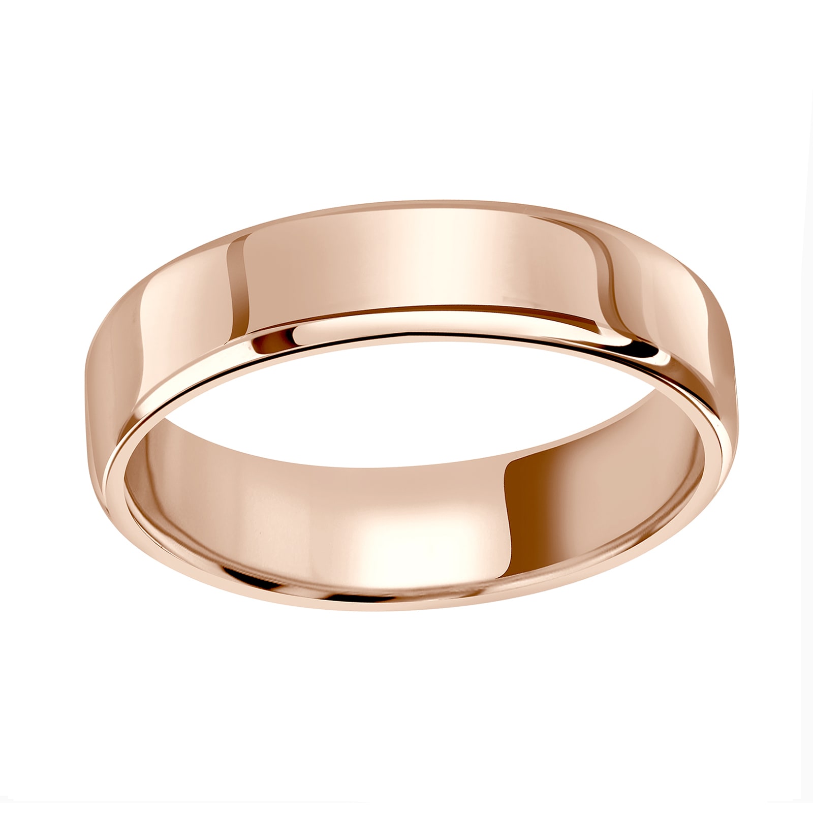 18ct Rose Gold 5mm Standard Modern Court Court Wedding Ring - Ring Size S