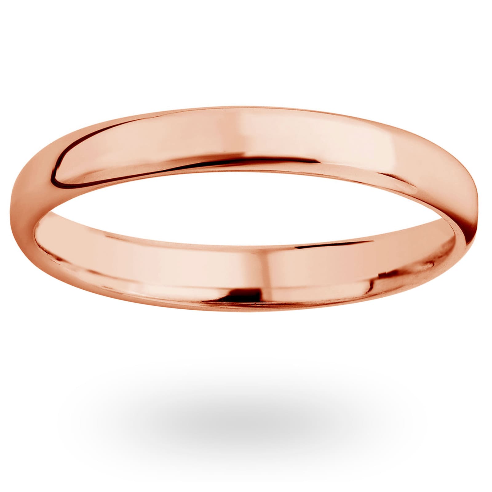 Mappin & Webb 18ct Rose Gold 2.5mm Luxury Modern Court  Wedding Ring