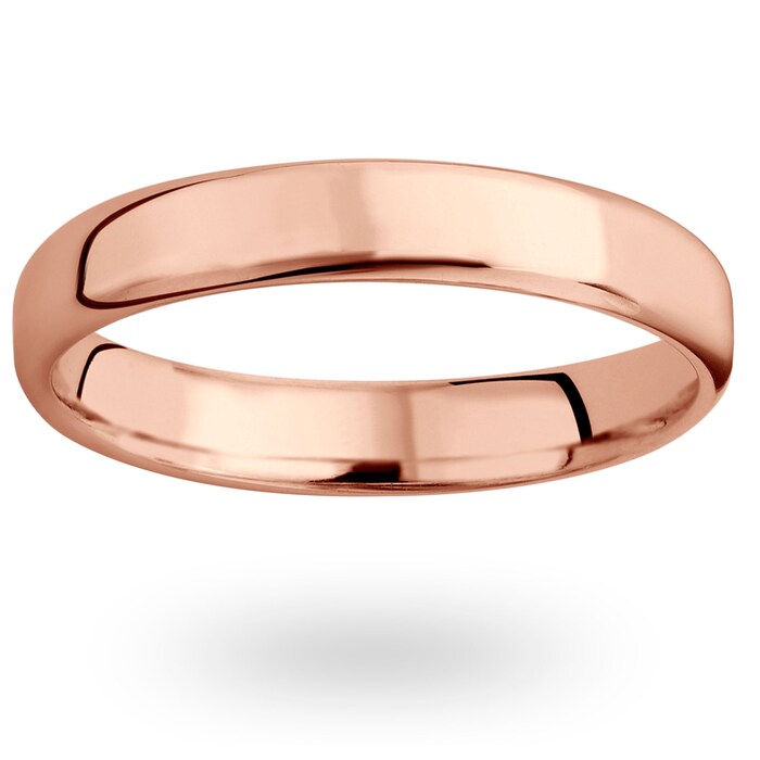 Mappin & Webb 18ct Rose Gold 3.5mm Luxury Modern Court  Wedding Ring