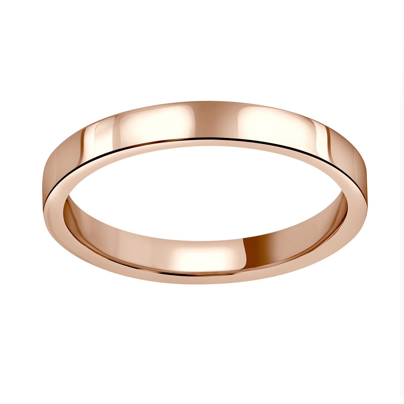 18ct Rose Gold 2.5mm Heavy Flat Court Wedding Ring - Ring Size K