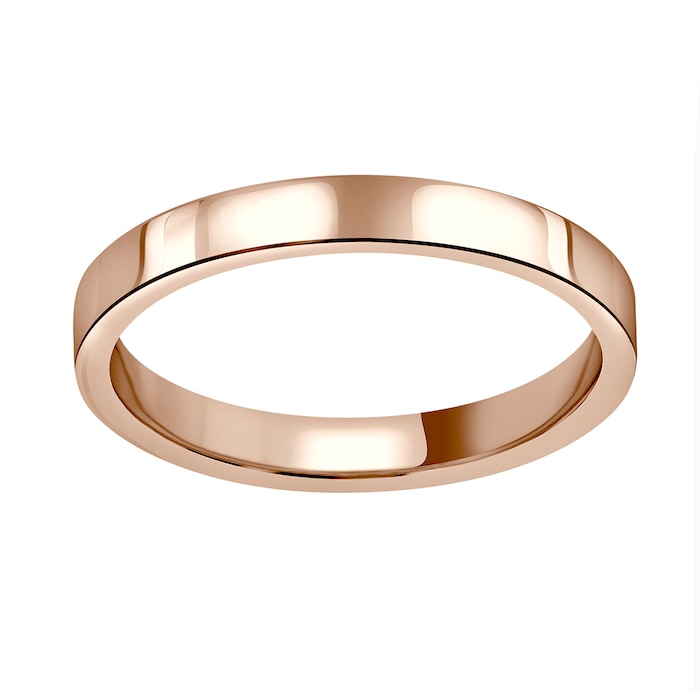 Mappin & Webb 18ct Rose Gold 2.5mm Heavy Flat Court Wedding Ring