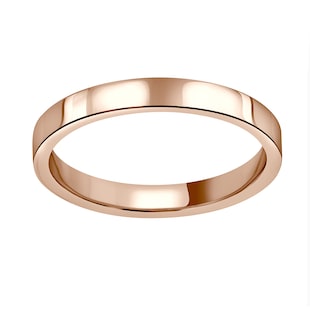 Mappin & Webb 18ct Rose Gold 2.5mm Heavy Flat Court Wedding Ring