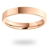 Mappin & Webb 18ct Rose Gold 3mm Heavy Flat Court Wedding Ring