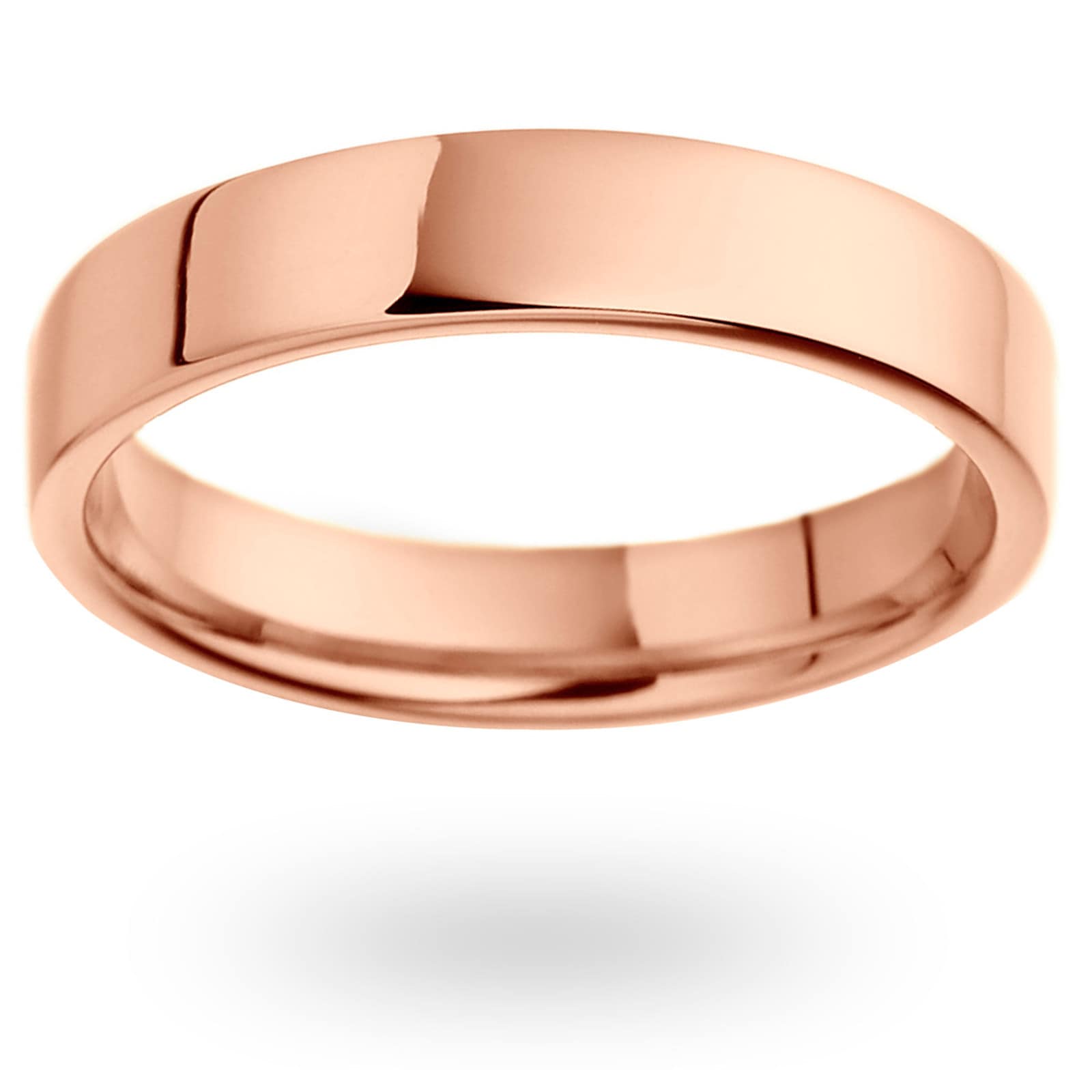 18ct Rose Gold 4mm Heavy Flat Court Wedding Ring - Ring Size S