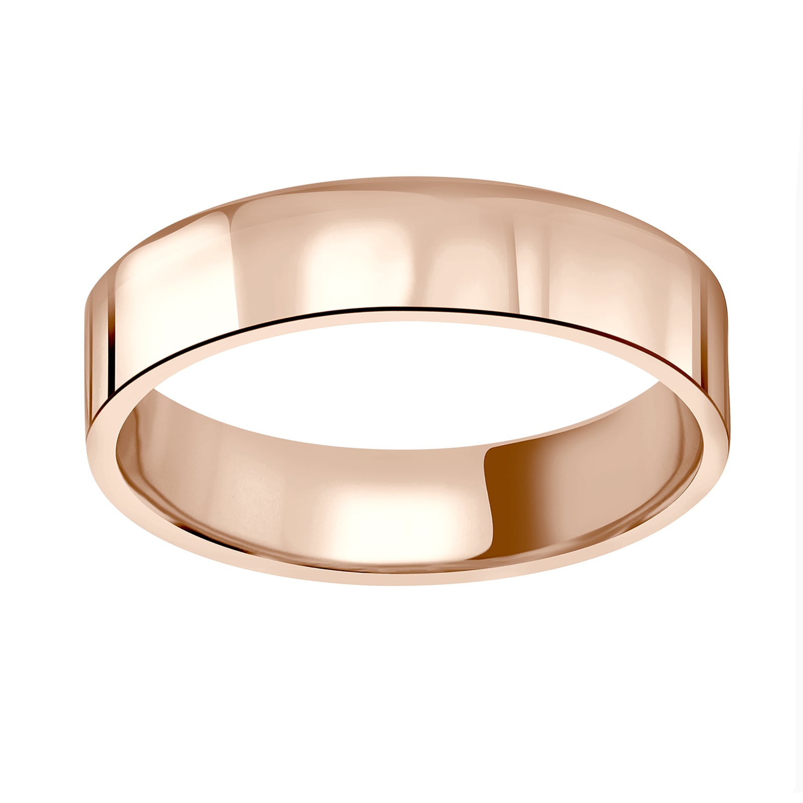 18ct Rose Gold 5mm Heavy Flat Court Wedding Ring - Ring Size I