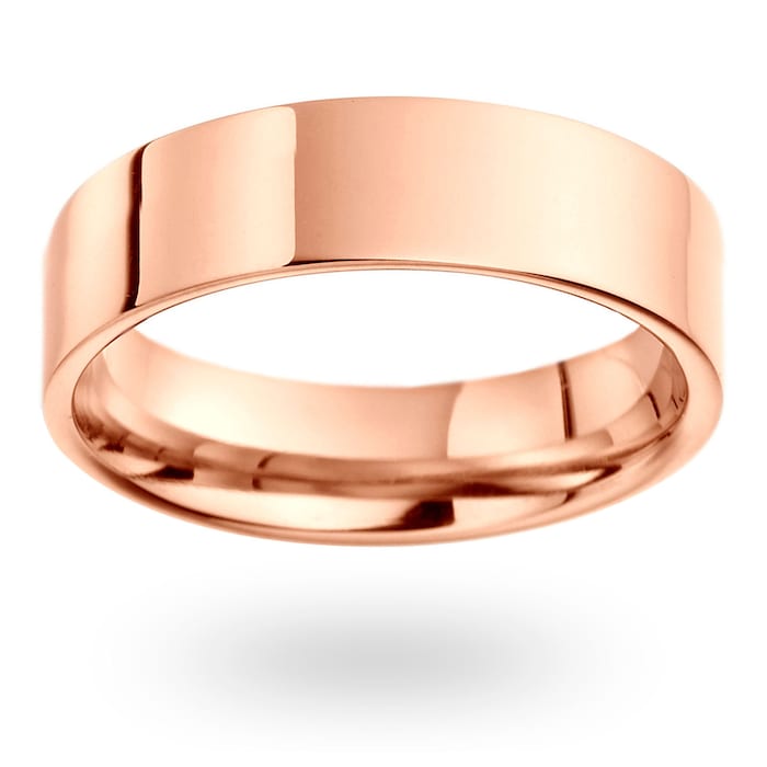 Mappin & Webb 18ct Rose Gold 6mm Heavy Flat Court Wedding Ring