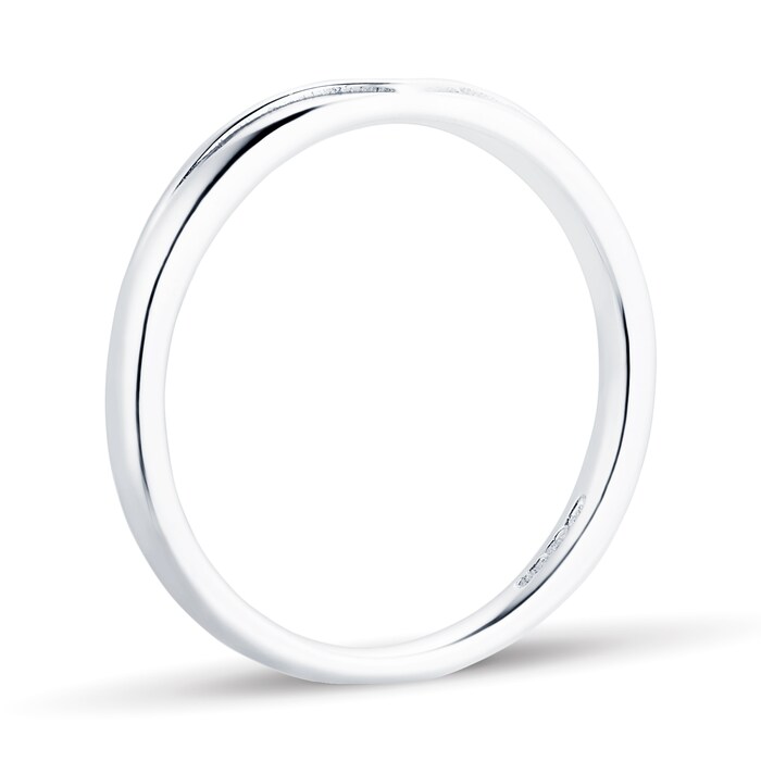 Goldsmiths 18ct White Gold 2mm Dipped Wedding Band Ring