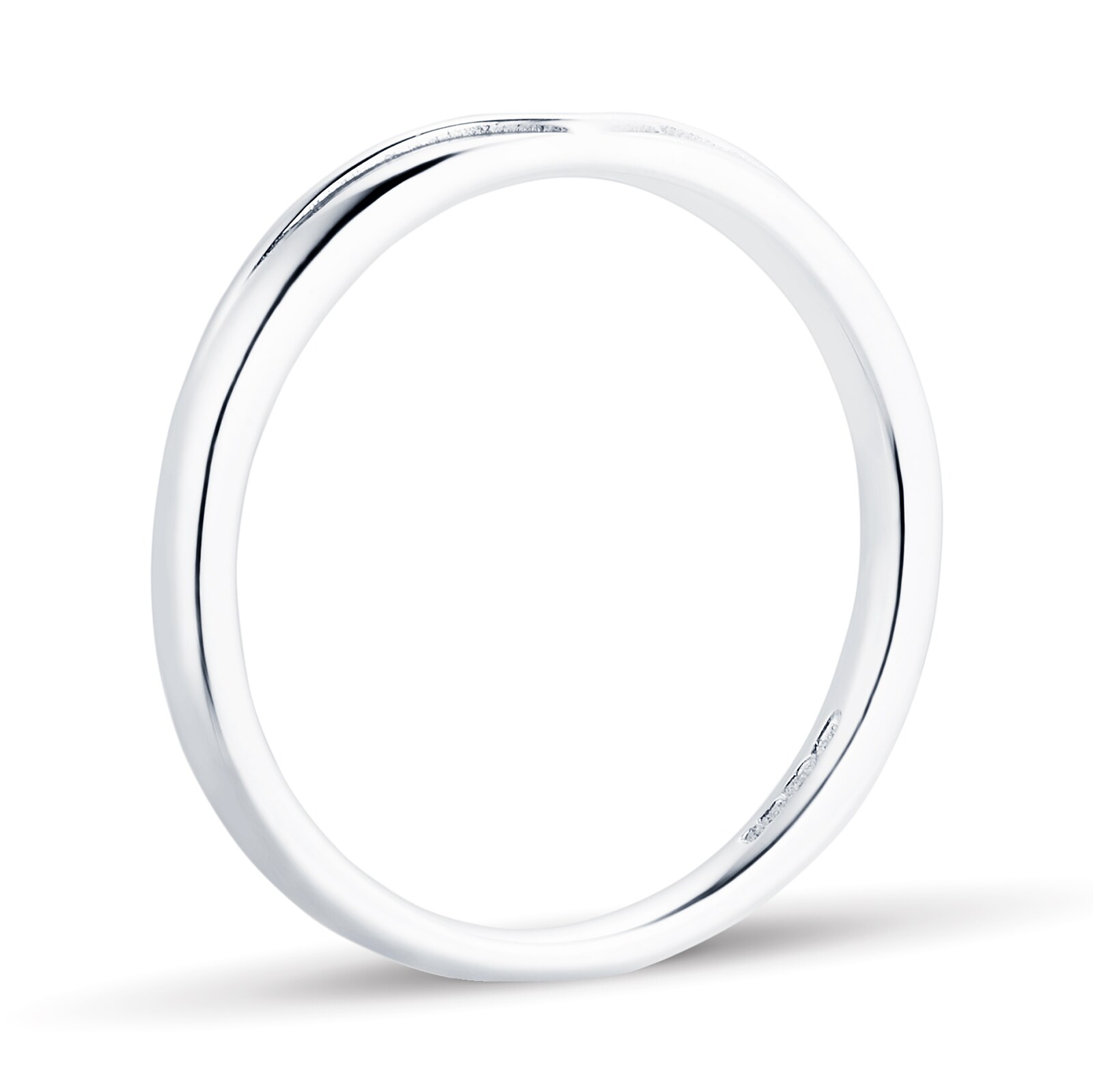 Goldsmiths 18ct White Gold 2mm Dipped Wedding Band Ring WS163. Goldsmiths