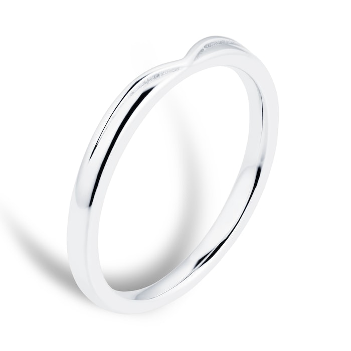 Goldsmiths 18ct White Gold 2mm Dipped Wedding Band Ring