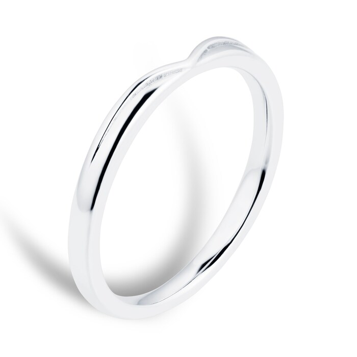 Goldsmiths 18ct White Gold 2mm Dipped Wedding Band Ring