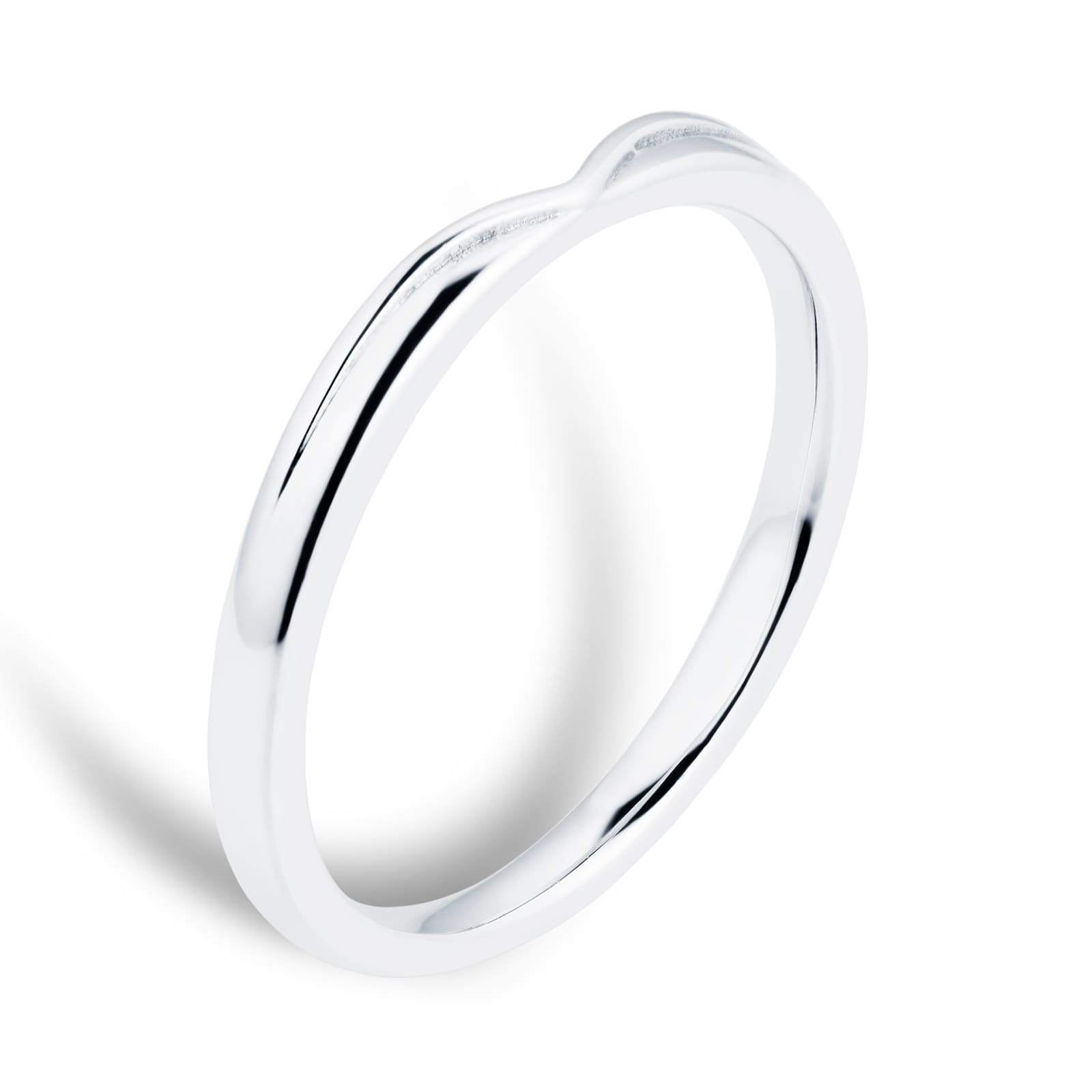 Goldsmiths 18ct White Gold 2mm Dipped Wedding Band Ring WS163. Goldsmiths