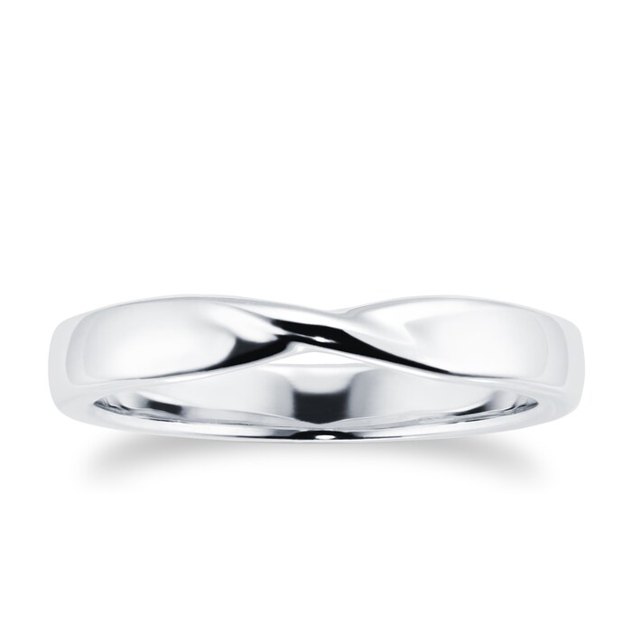 Goldsmiths 18ct White Gold 3mm Crossover Wedding Band Ring