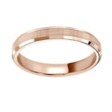 Mappin & Webb 18ct Rose Gold 3mm Flat Top Matt Double Bevelled Edge Wedding Ring