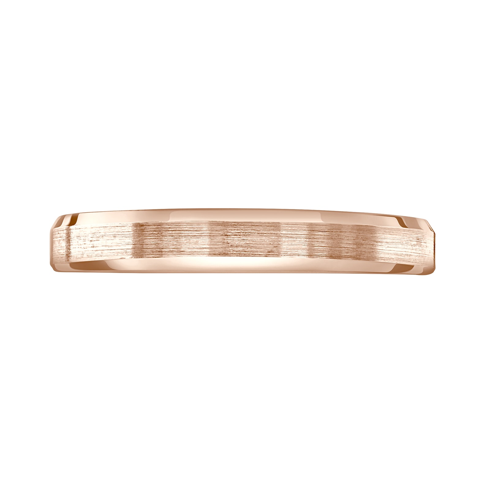 Mappin & Webb 18ct Rose Gold 3mm Flat Top Matt Double Bevelled Edge Wedding Ring