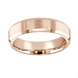 Mappin & Webb 18ct Rose Gold 6mm Flat Top Matt Double Bevelled Edge Wedding Ring