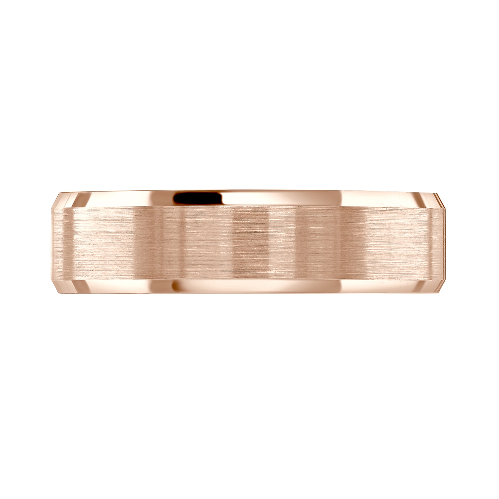 Mappin & Webb 18ct Rose Gold 6mm Flat Top Matt Double Bevelled Edge Wedding Ring