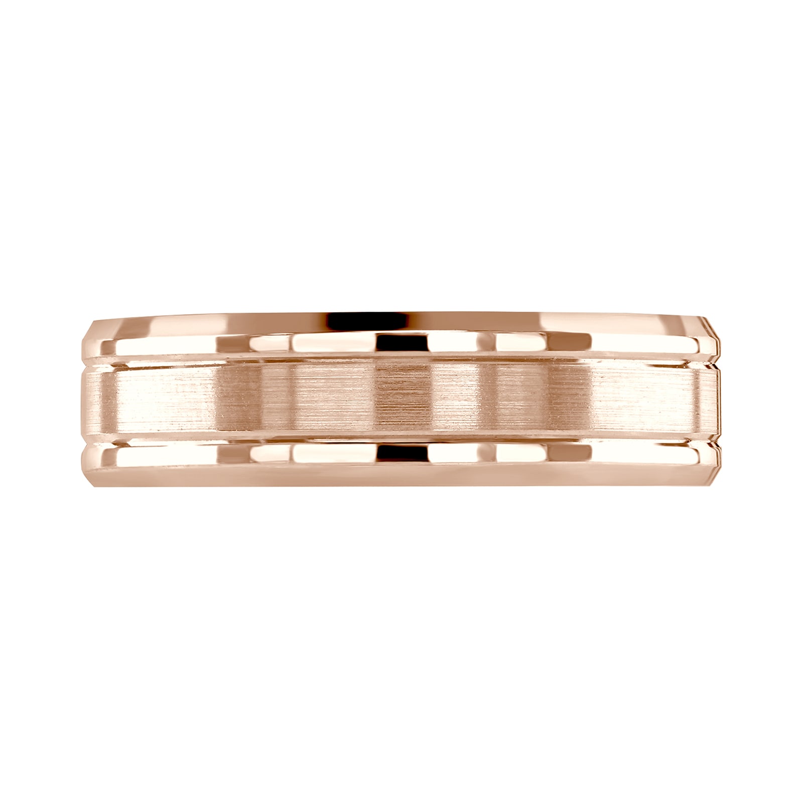 Mappin & Webb 18ct Rose Gold 6mm Pattern Matt Centre Bevelled Edge Wedding Ring