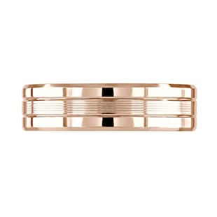 Mappin & Webb 18ct Rose Gold 6mm Pattern V Cut Bevelled Edge Wedding Ring