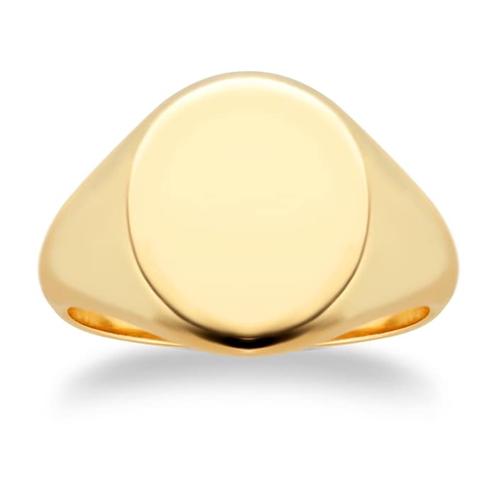 Goldsmiths 9ct Yellow Gold Oval Signet Ring - Ring Size X