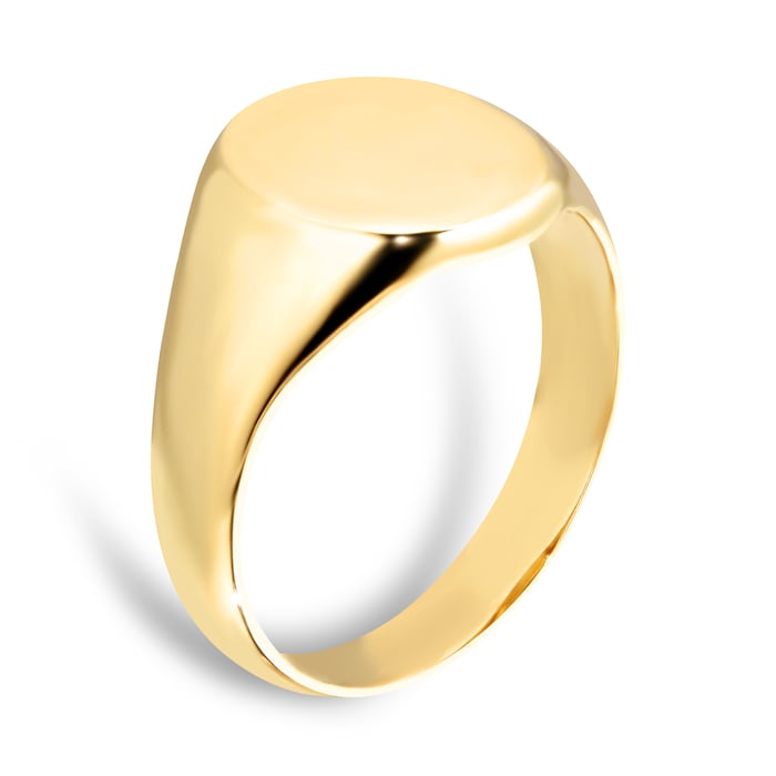 Goldsmiths 9ct Yellow Gold Oval Signet Ring - Ring Size X