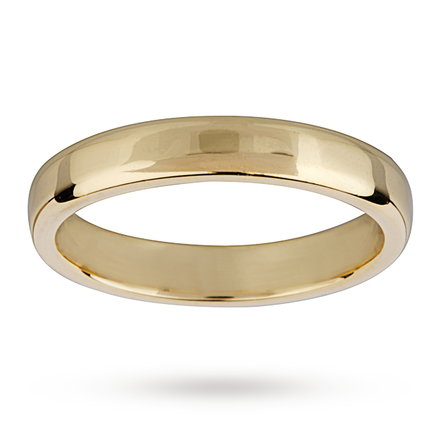 Mappin & Webb 3mm Flat Comfort Fit Ladies Court Ring In 18 Carat Yellow Gold