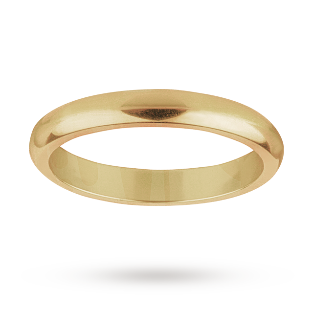 Goldsmiths 3mm Heavy Court Wedding Ring In 18 Carat Yellow Gold