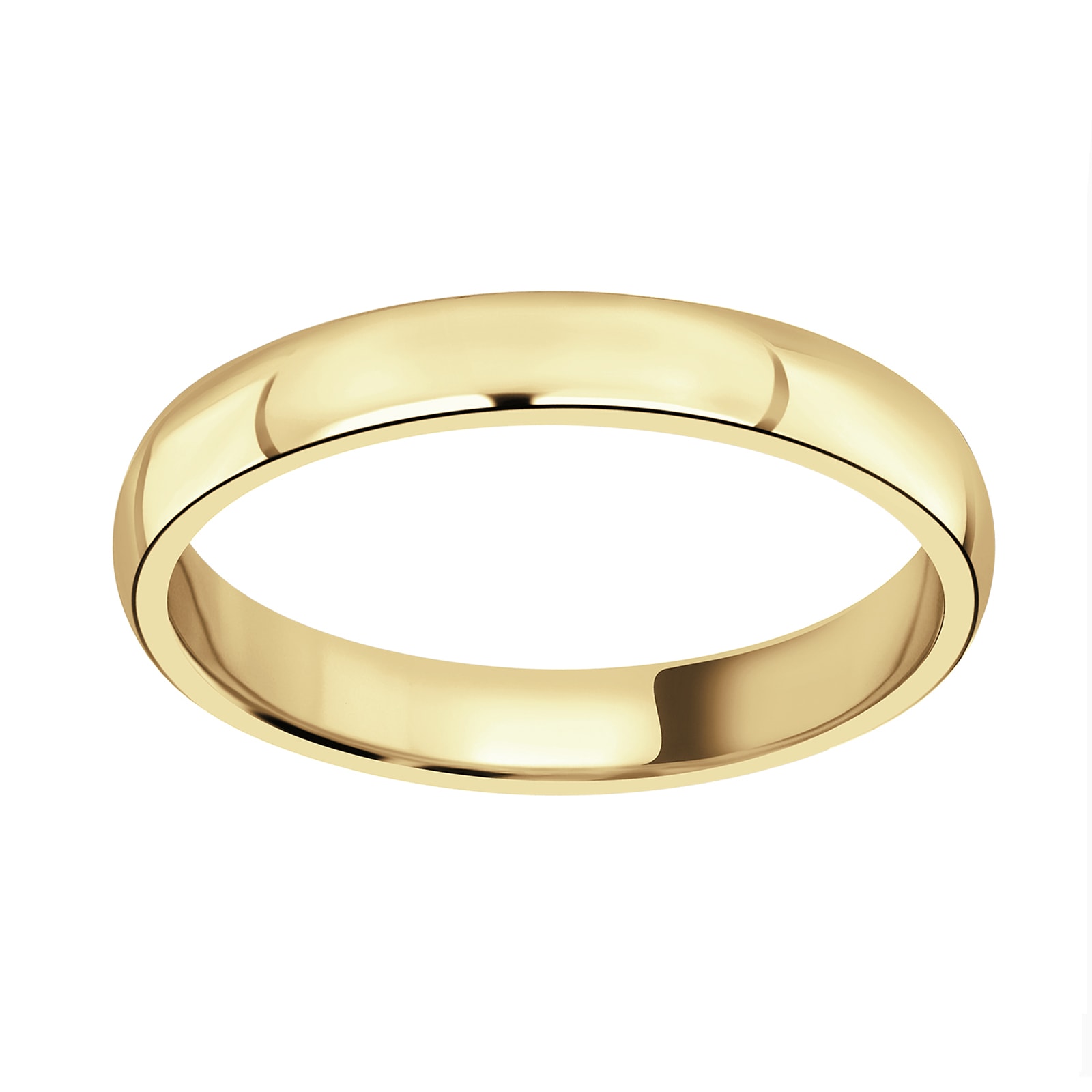 18ct Yellow Gold 3mm Standard Court Wedding Ring - Ring Size L