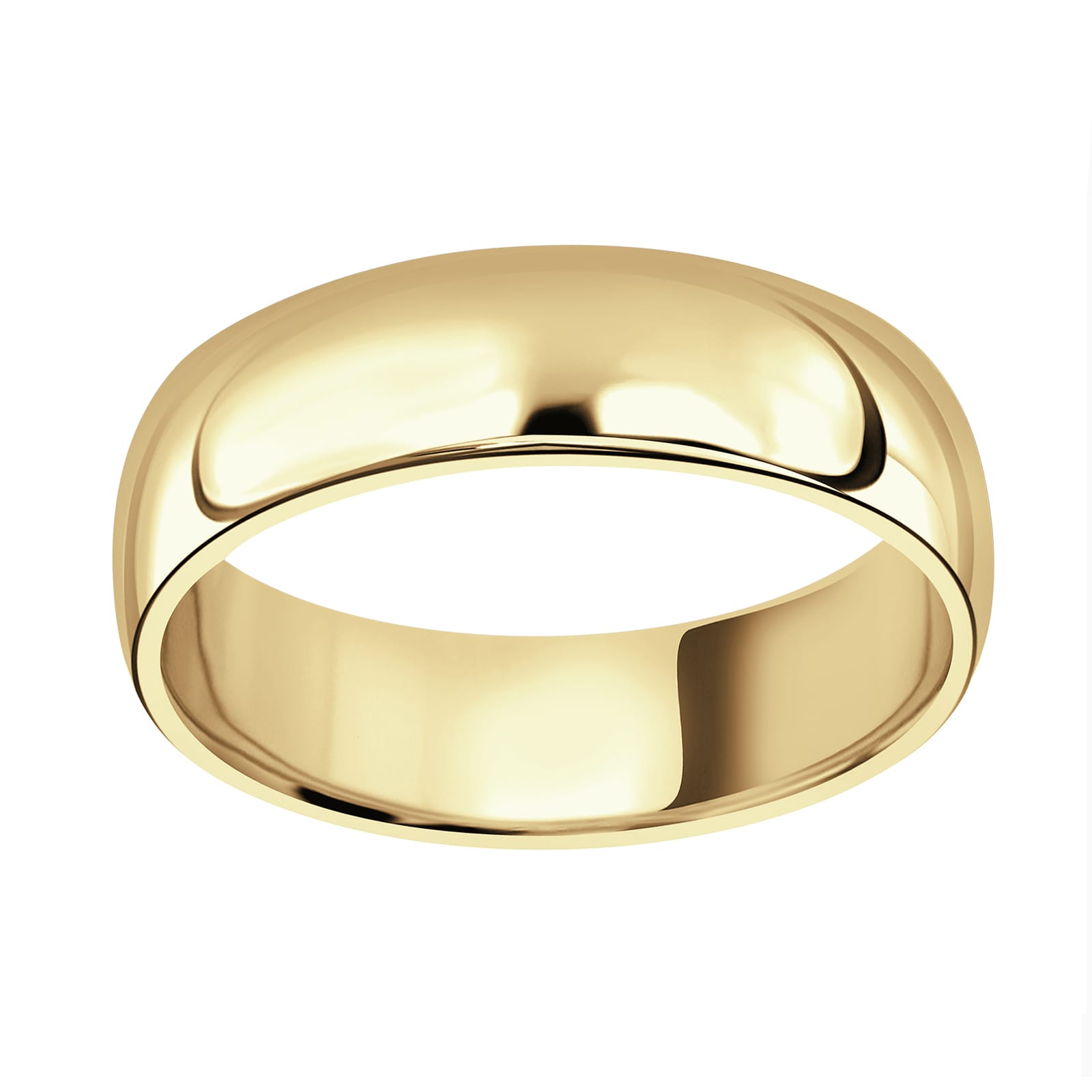 18ct Yellow Gold 6mm Standard Court Wedding Ring - Ring Size M