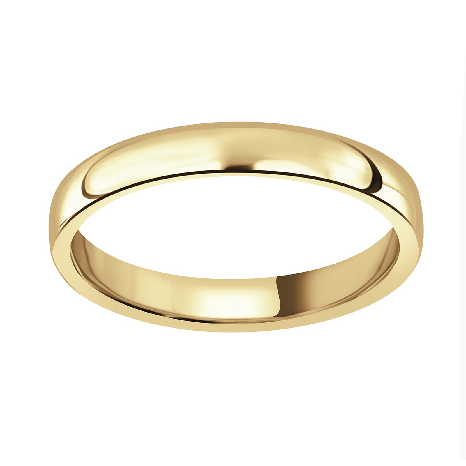 18ct Yellow Gold 2.5mm Light Low Domed Wedding Ring