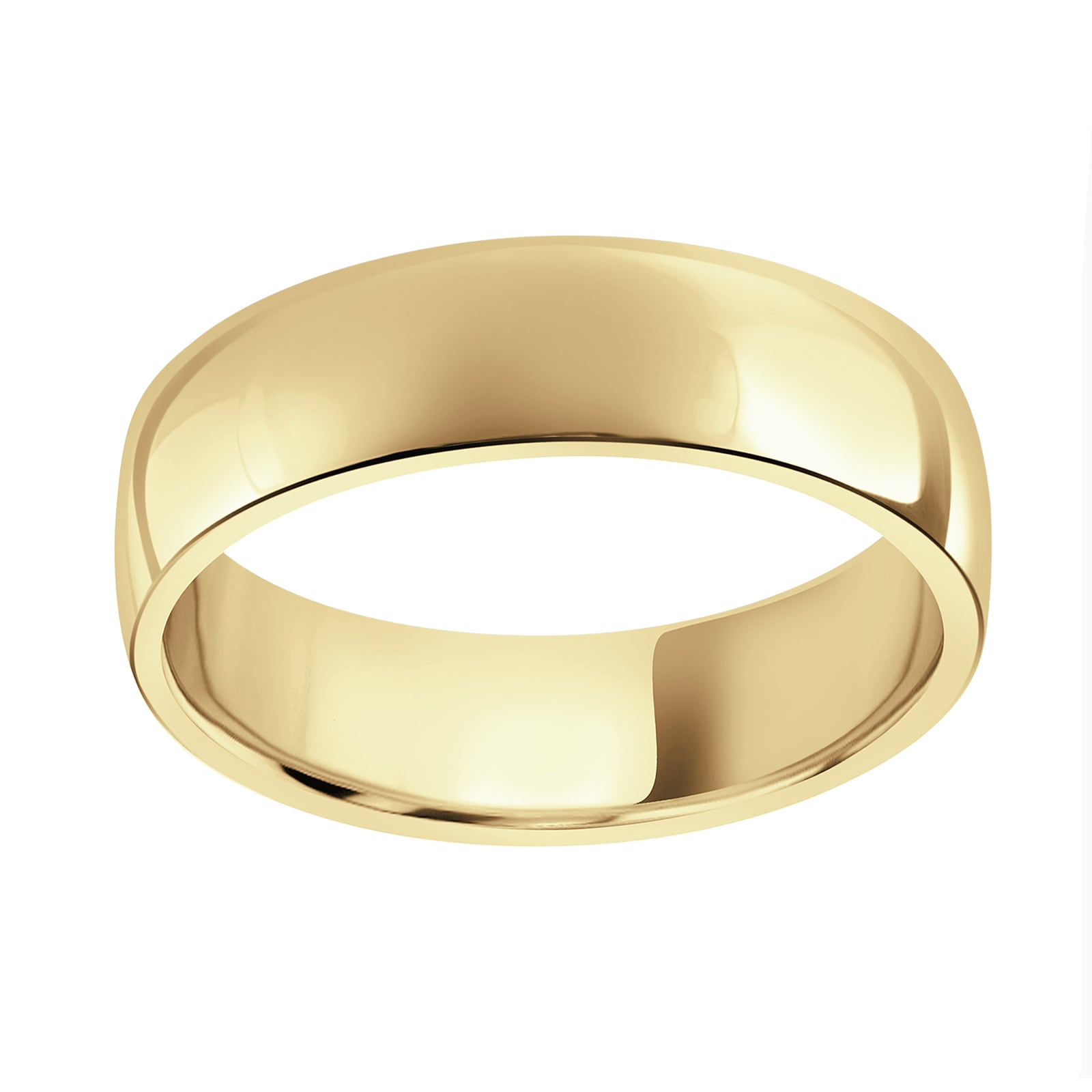 18ct Yellow Gold 6mm Light Low Domed Wedding Ring - Ring Size Z