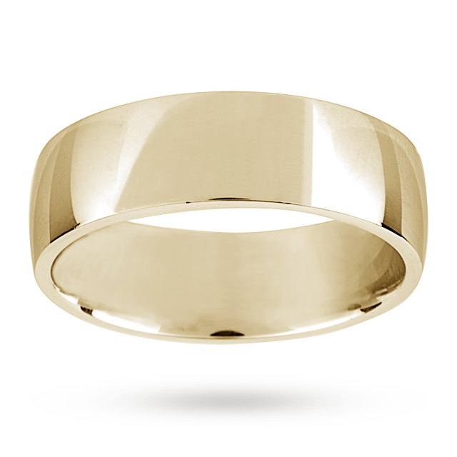 7mm Low Domed Gents Court Wedding Ring In 18 Carat Yellow Gold - Ring Size U