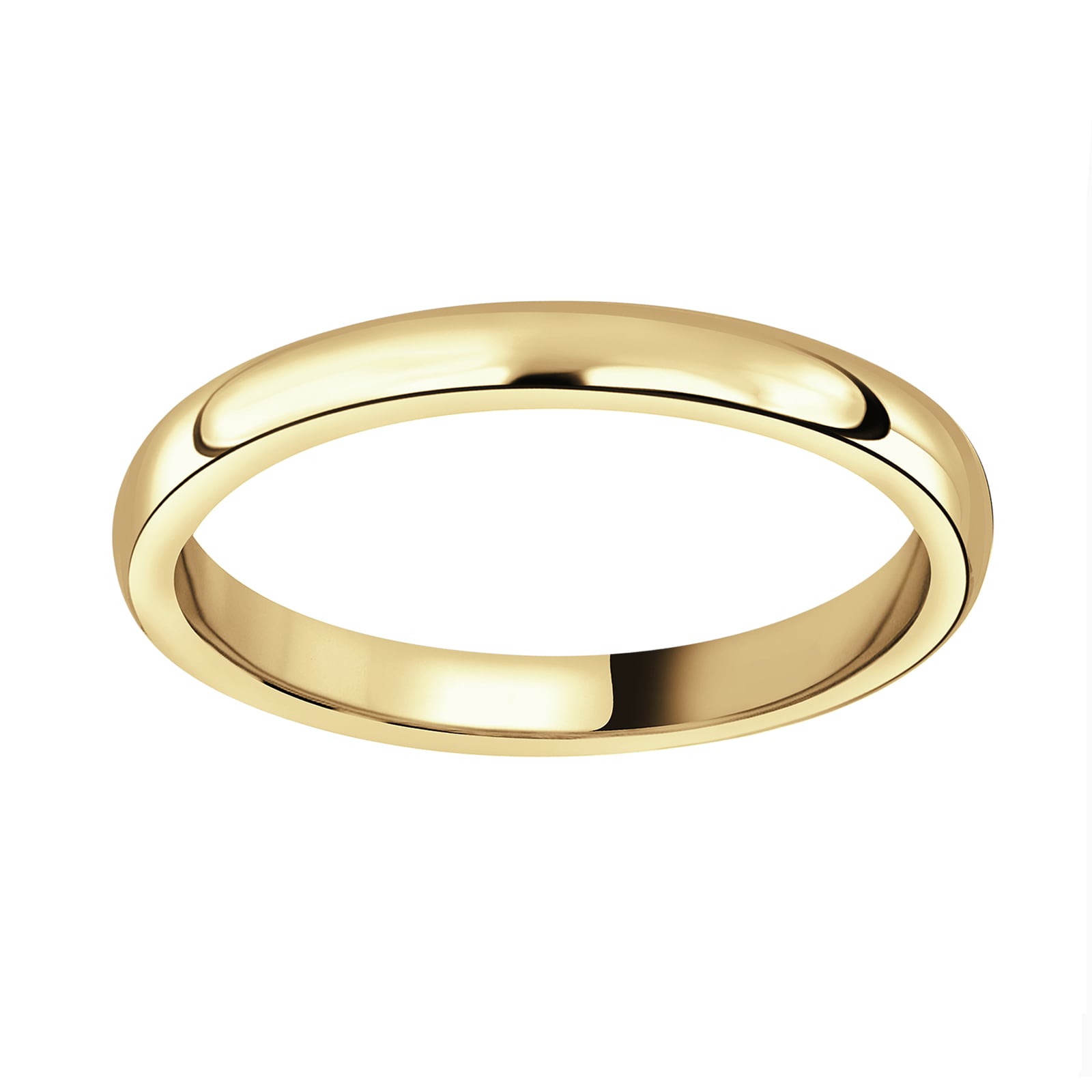 18ct Yellow Gold 2mm Luxury D-Shape Court Wedding Ring - Ring Size P