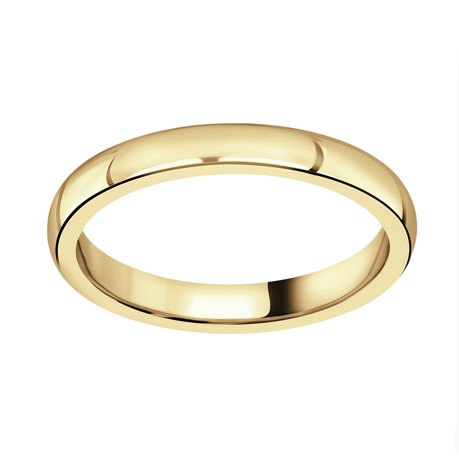 18ct Yellow Gold 2.5mm Luxury D-Shape Court Wedding Ring - Ring Size O