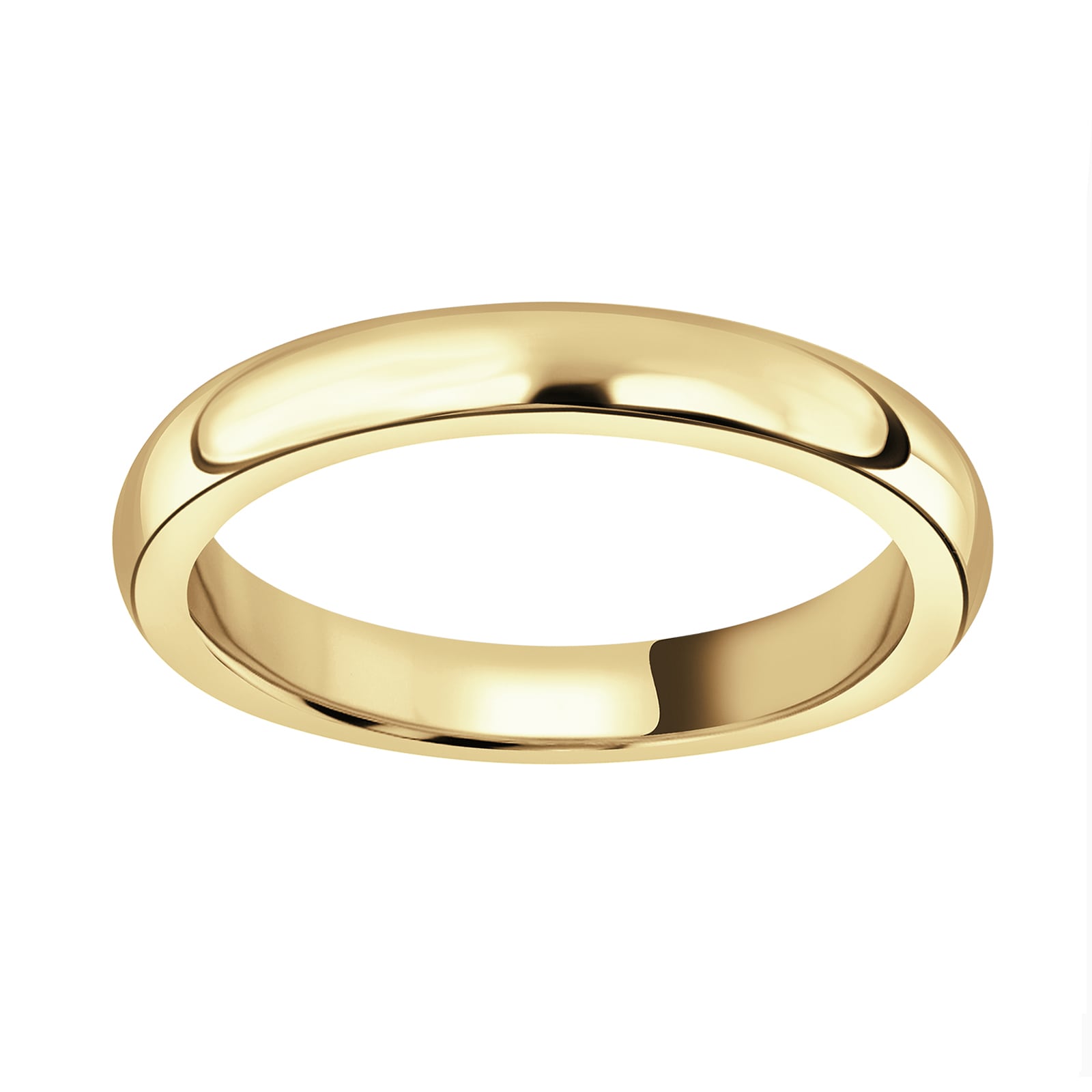 18ct Yellow Gold 3mm Luxury D-Shape Court Wedding Ring - Ring Size S